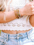 Boho Chic Crystal Beaded Tassel Bracelet with Brown Pendant