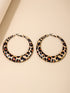 Leopard Print Statement Hoop Earrings in Brown Ferroalloy