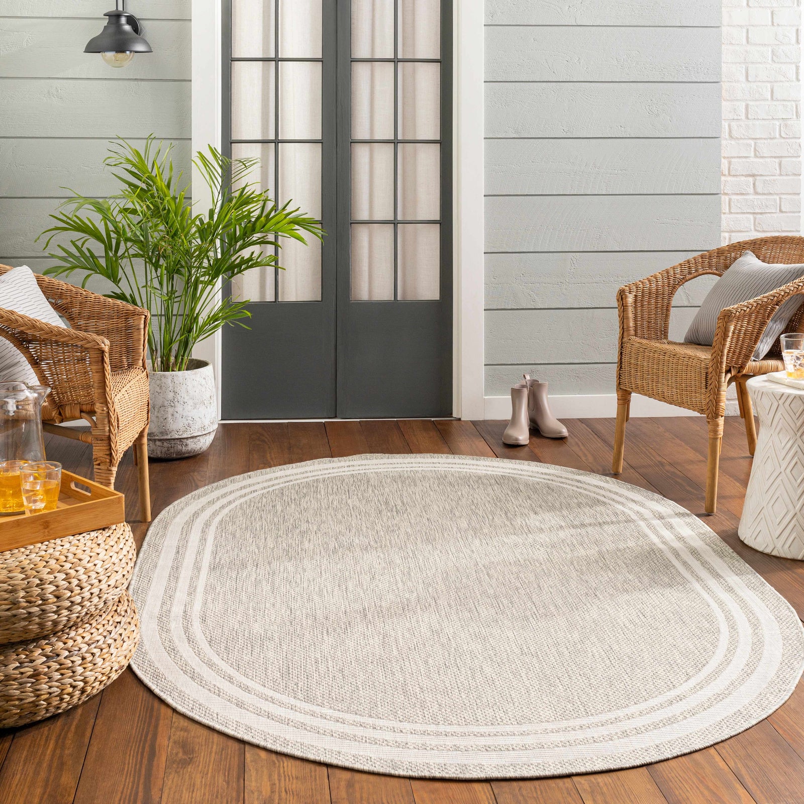 Alfombra beige con borde Burradoo