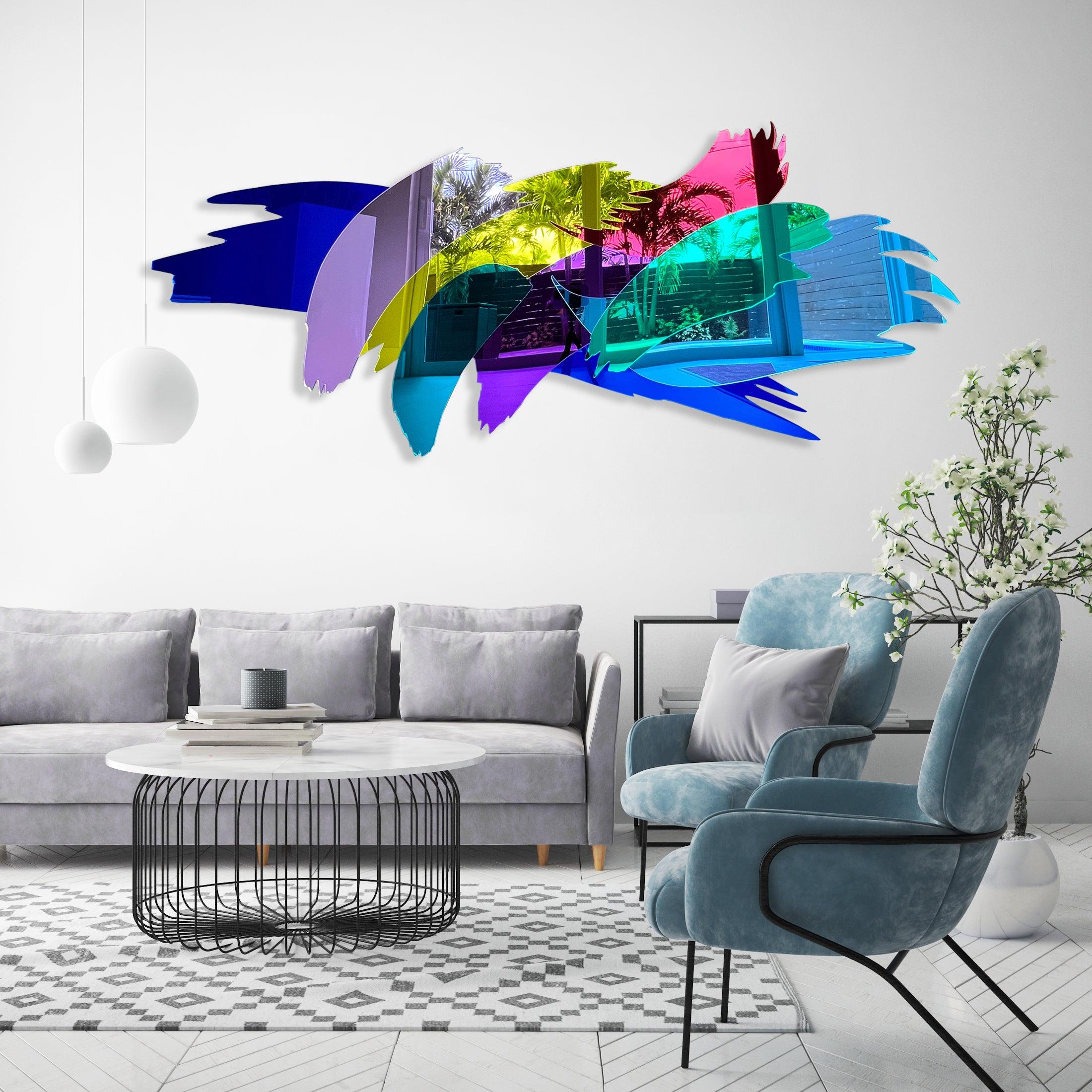Brush Mirrored Acrylic Art Modern Art Extra Large Wall Hanging