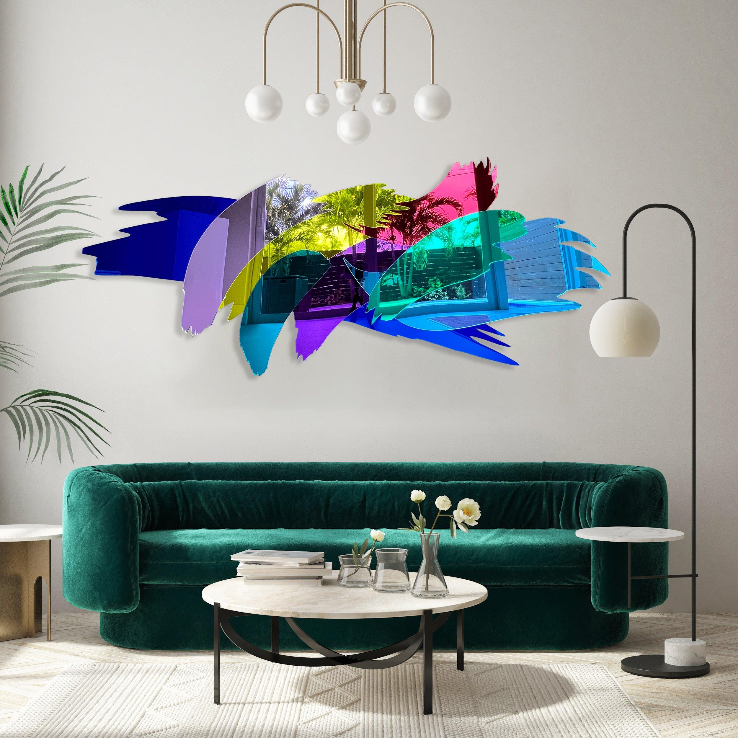 Brush Mirrored Acrylic Art Modern Art Extra Large Wall Hanging