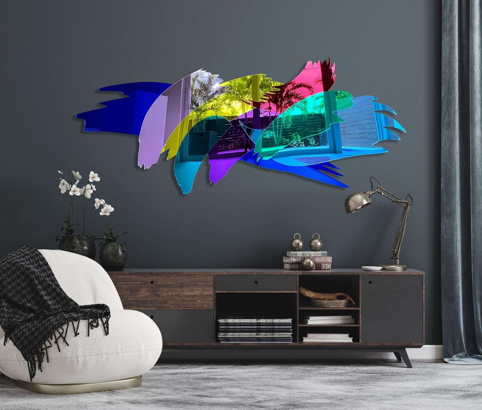 Brush Mirrored Acrylic Art Modern Art Extra Large Wall Hanging