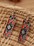 Burgundy Vintage Aztec Geometric Alloy Dangle Earrings