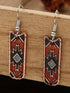 Burgundy Vintage Aztec Geometric Alloy Dangle Earrings