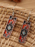 Burgundy Vintage Aztec Geometric Alloy Dangle Earrings