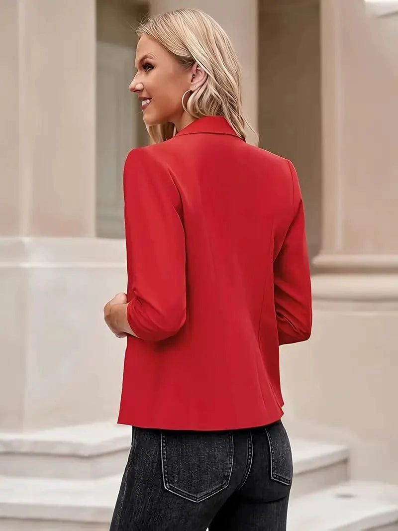 3/4 Sleeve Red Work Blazer
