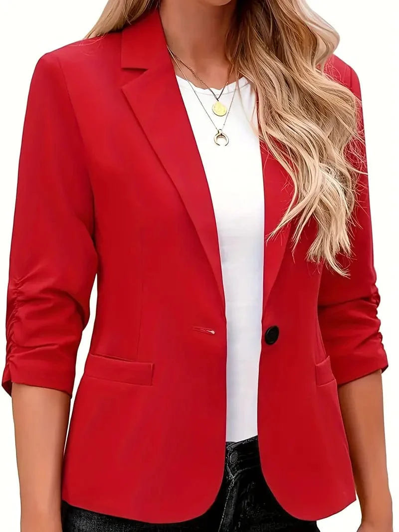 3/4 Sleeve Red Work Blazer