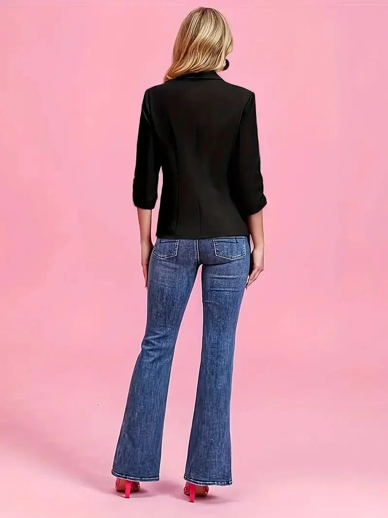 3/4 Sleeve Red Work Blazer