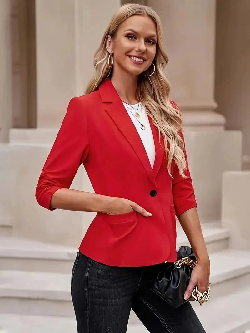 3/4 Sleeve Red Work Blazer