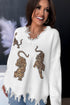 Oversized Knit Jumper with Tiger Motif