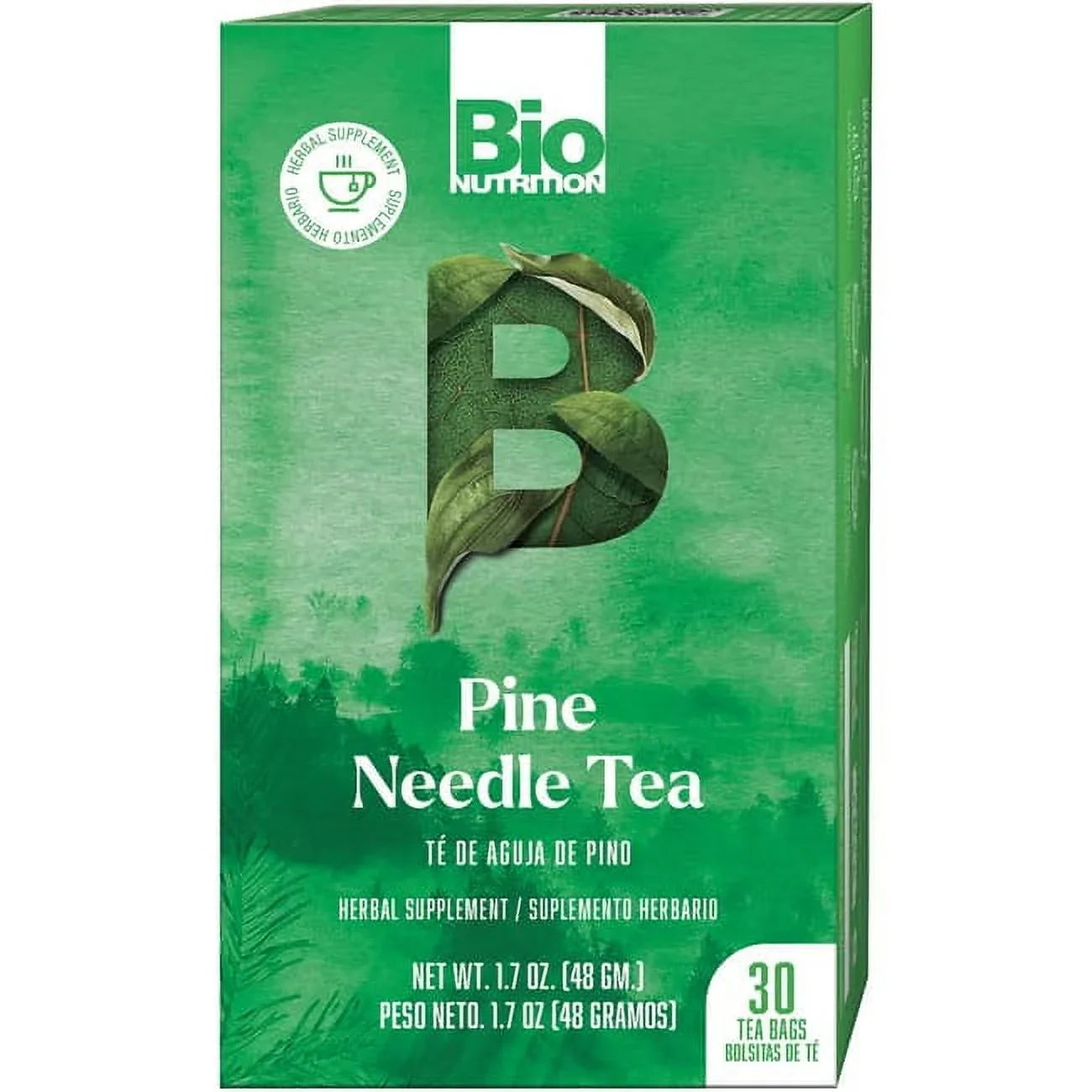 Bio Nutrition - Té de agujas de pino, 30 unidades (cada una) - Apoyo sin gluten