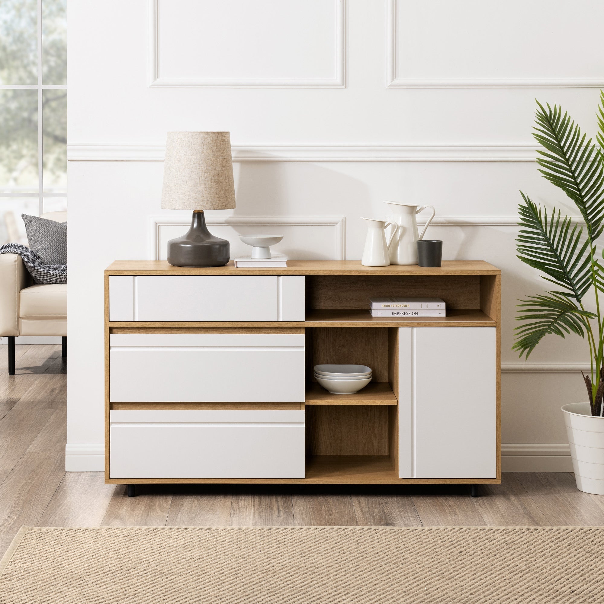 Aparador tipo buffet y mueble de TV contemporáneo de 52" de Beckett