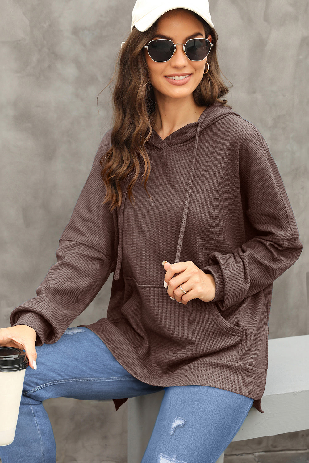 Versatile Waffle Knit Hoodie