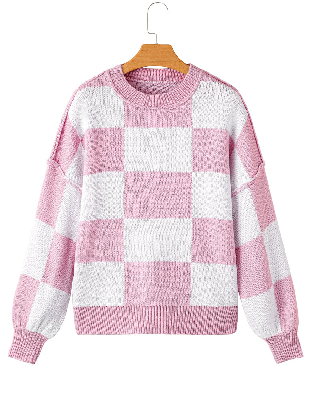 Women's Plus Size Checkered Knit Sweater