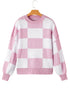 Women's Plus Size Checkered Knit Sweater