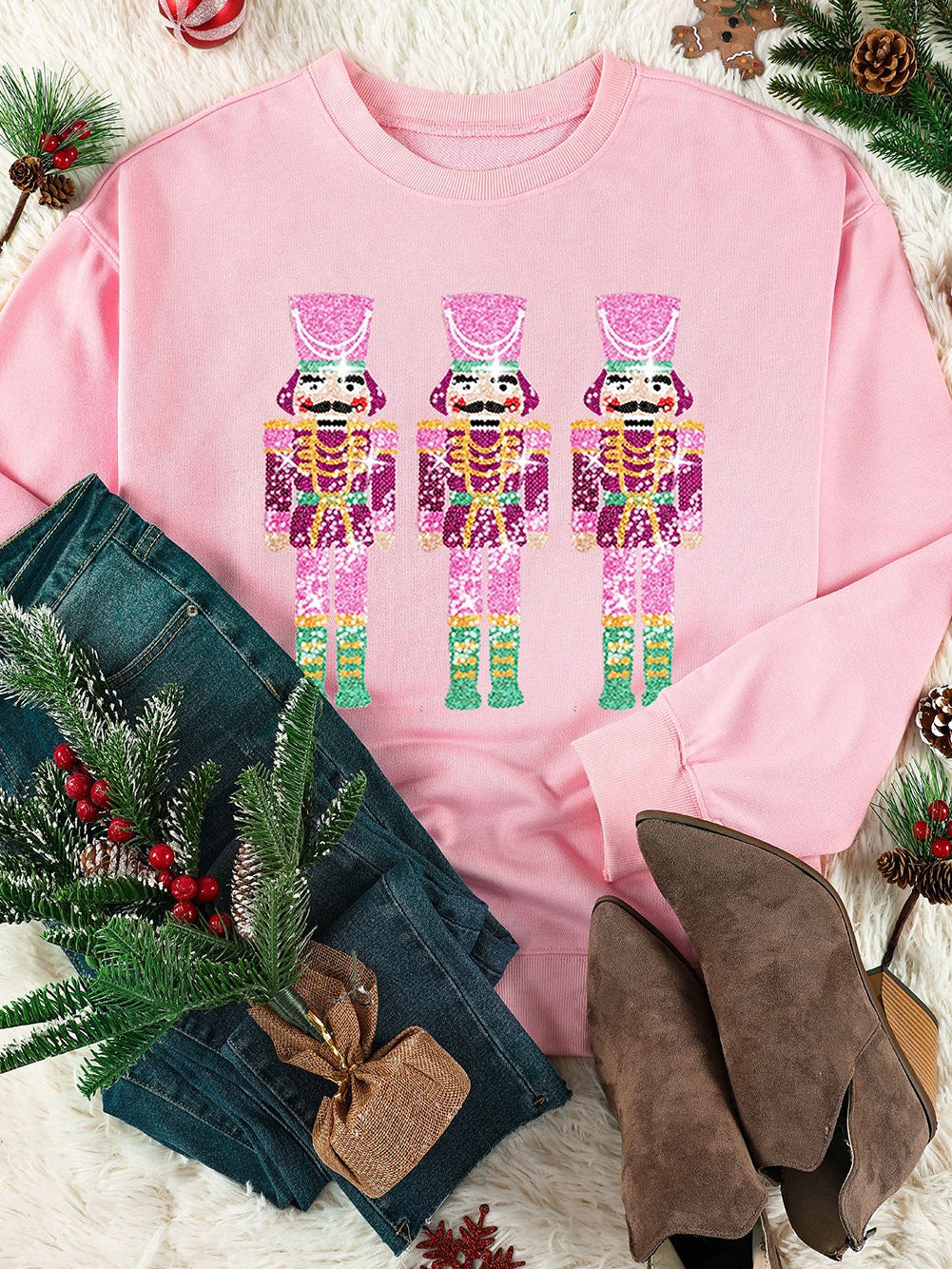 Sequin Nutcracker Christmas Pullover