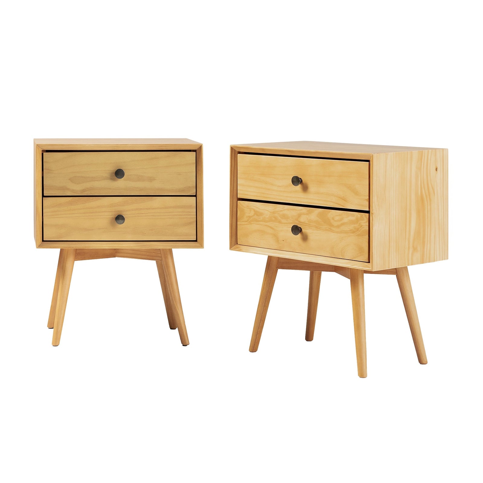 Colección de mesitas de noche de madera maciza de mediados de siglo (1 o 2 cajones)