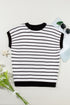 Black Stripe Loose Knit Short Sleeve Sweater