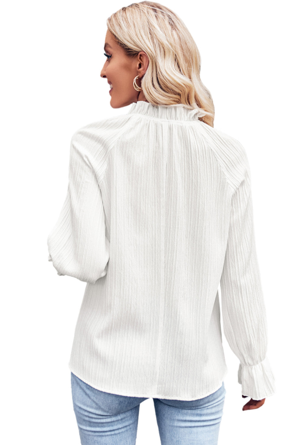 Versatile Pleated Mock Neck Top