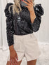 Sequin Embellished Mock Neck Top