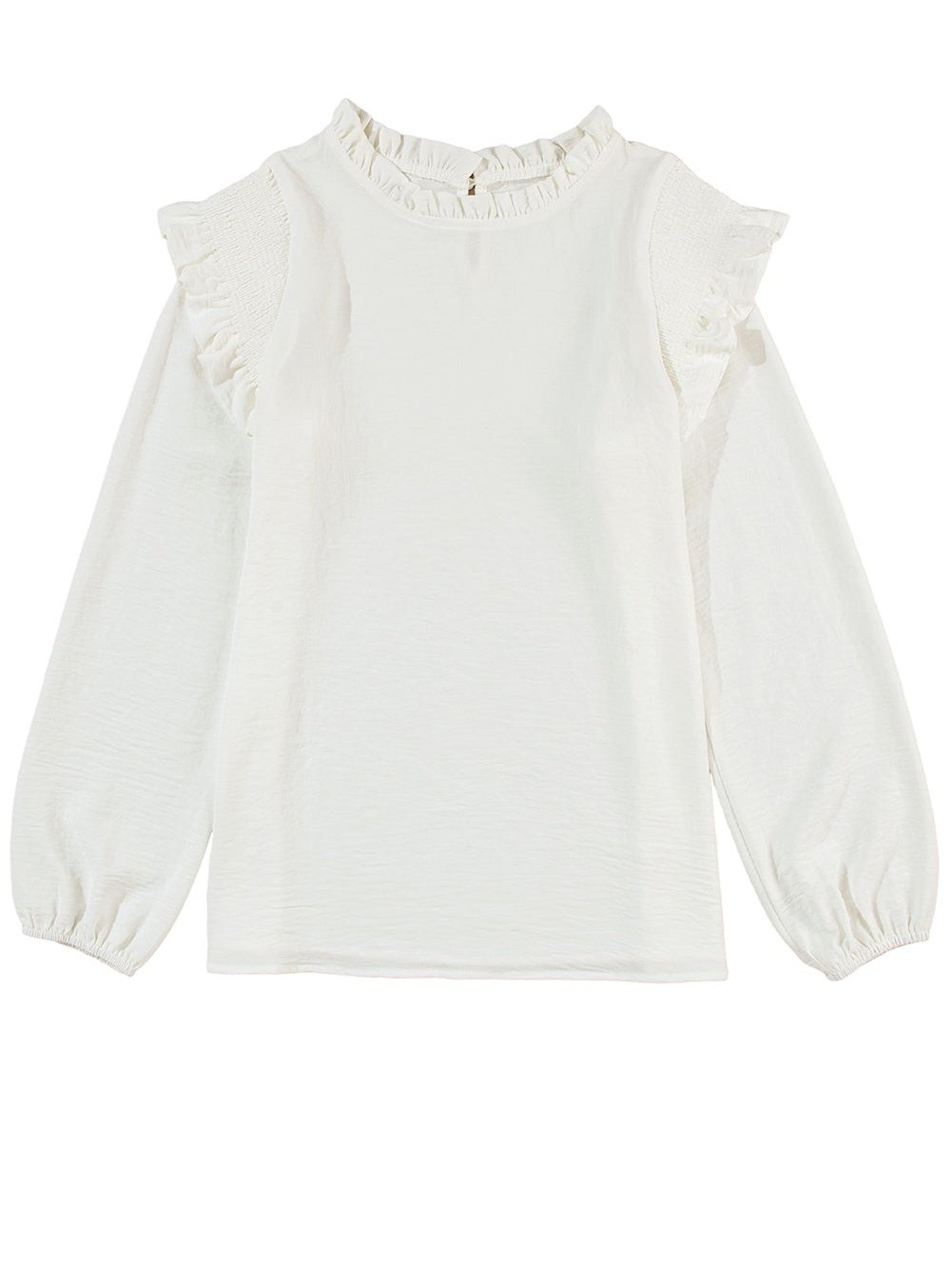 Alluring White Ruffle Blouse