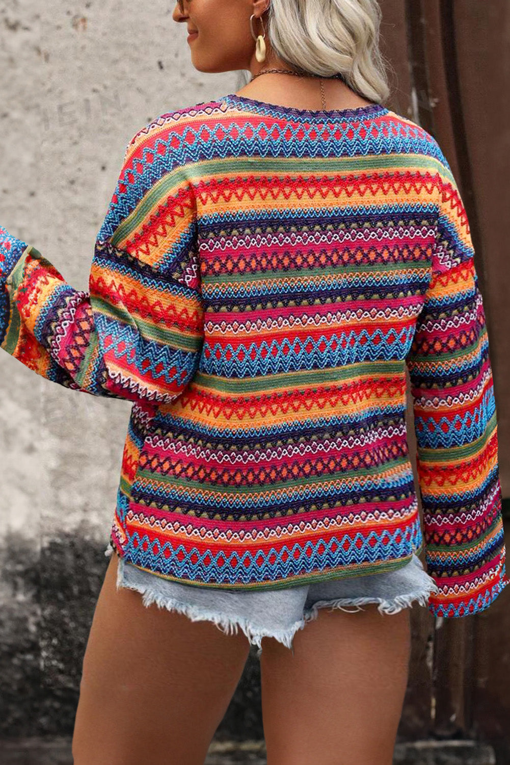 Rainbow Print Knit Top