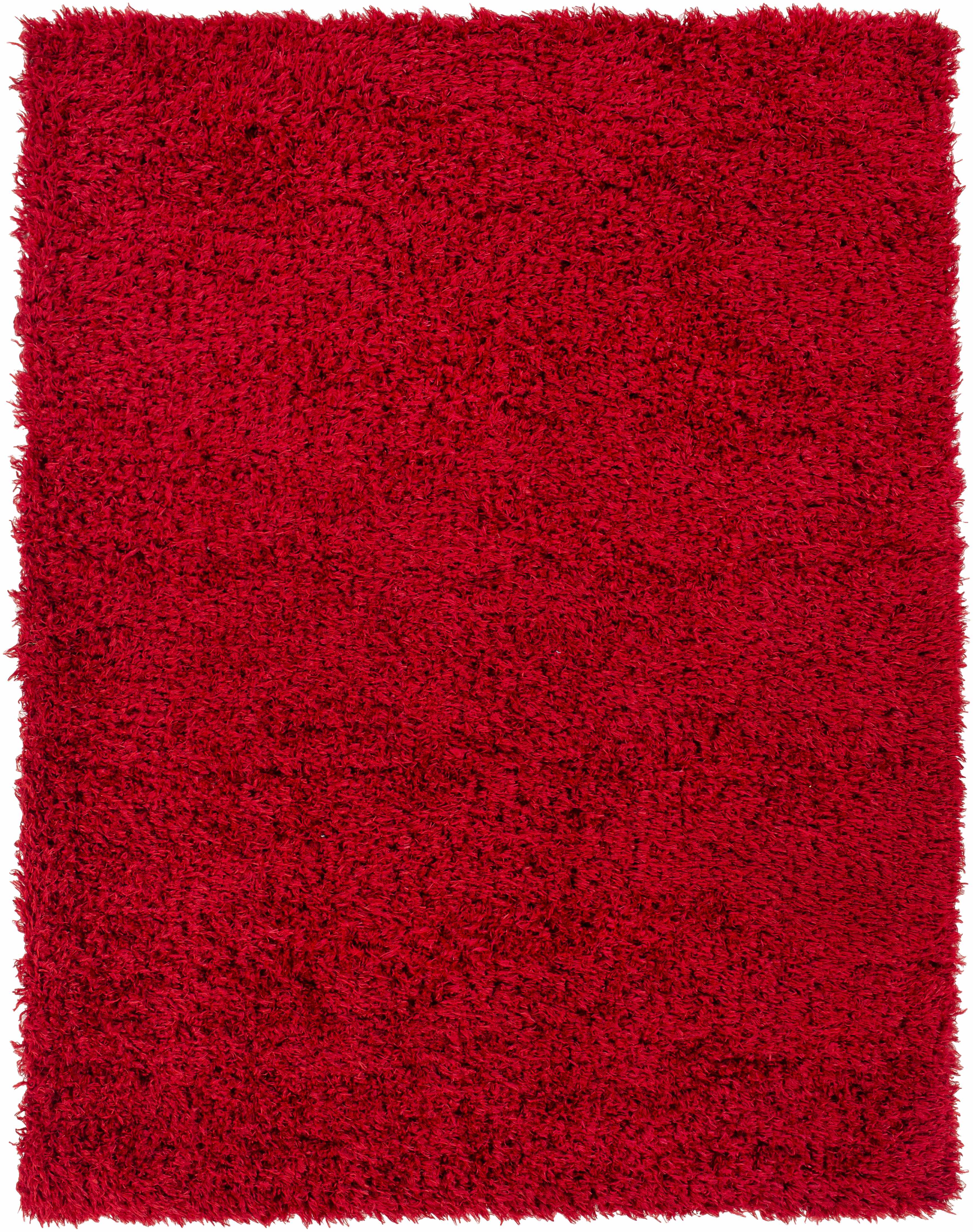 Alfombra peluda de color rojo liso Siari