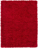 Alfombra peluda de color rojo liso Siari