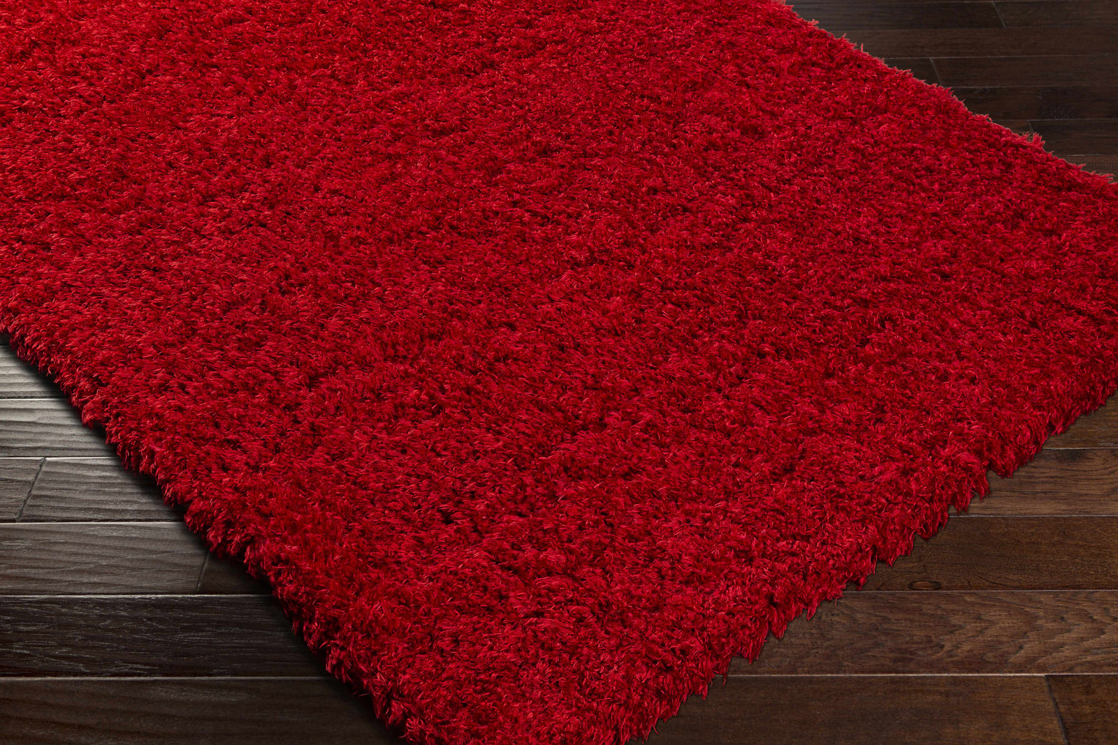 Alfombra peluda de color rojo liso Siari