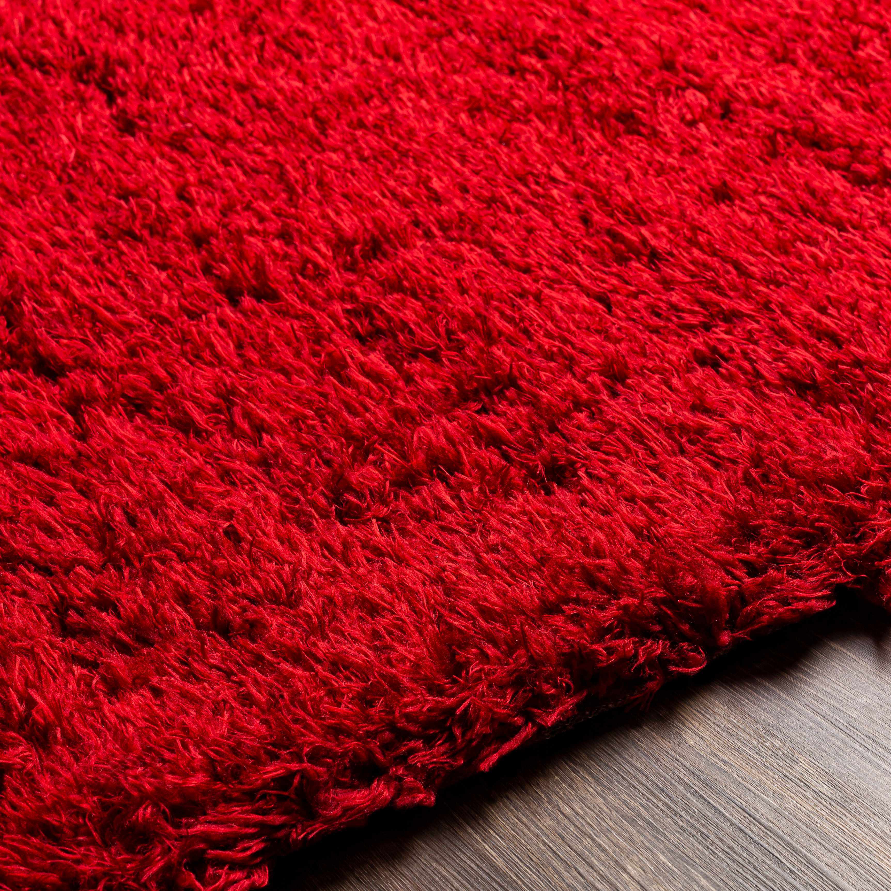 Alfombra peluda de color rojo liso Siari