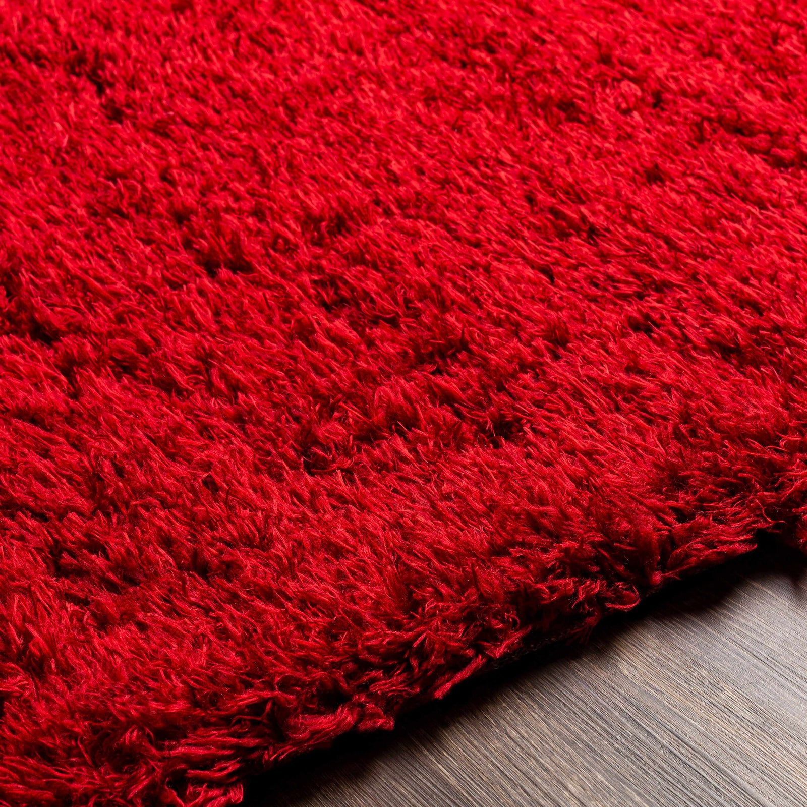 Alfombra peluda de color rojo liso Siari
