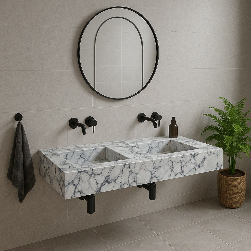 Calacatta Viola Marble Bathroom Double Sink Vanity (W)22