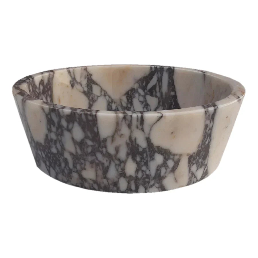 Lavabo cónico para baño sobre tocador de mármol Calacatta Viola, pulido/mate (diámetro de 16