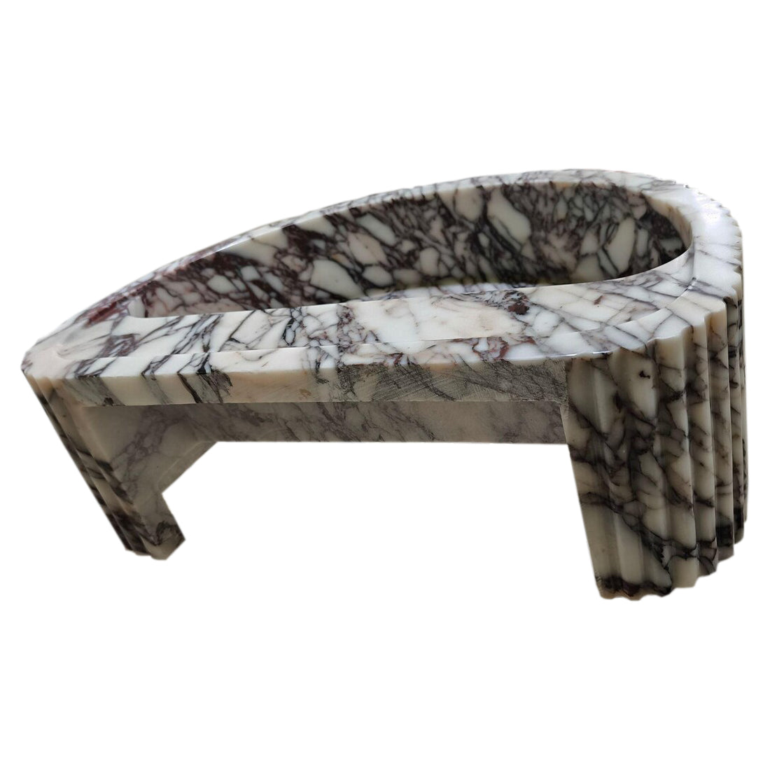Lavabo de baño de pared de mármol Calacatta Viola, de forma semicircular y acanalado (ancho) 16