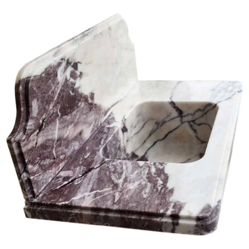 Lavabo de baño de pared sobre tocador de mármol Calacatta Viola con protector contra salpicaduras de 10"