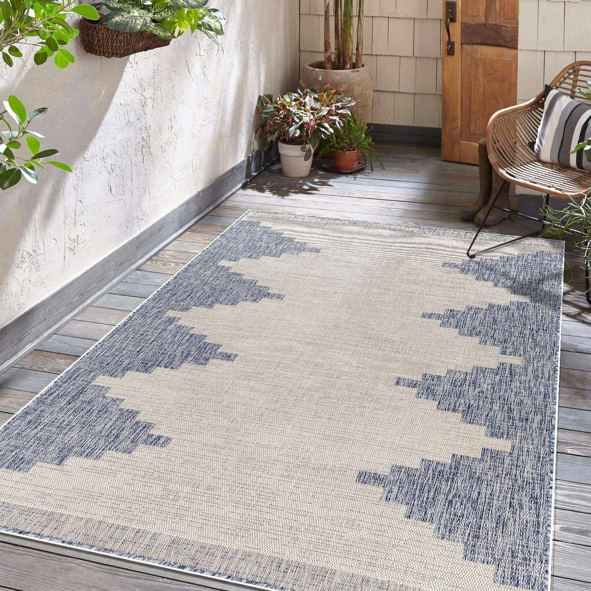 Alfombra de exterior azul Djugun