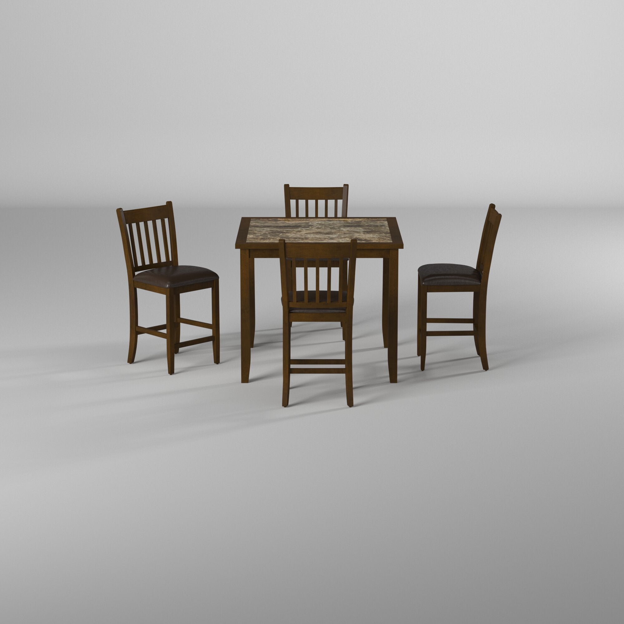 Juego de pub de 5 piezas Capitola Faux Marble, espresso