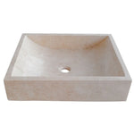 Lavabo rectangular para baño de mármol beige capuchino (ancho) 18" (largo) 21,5" (alto) 5"