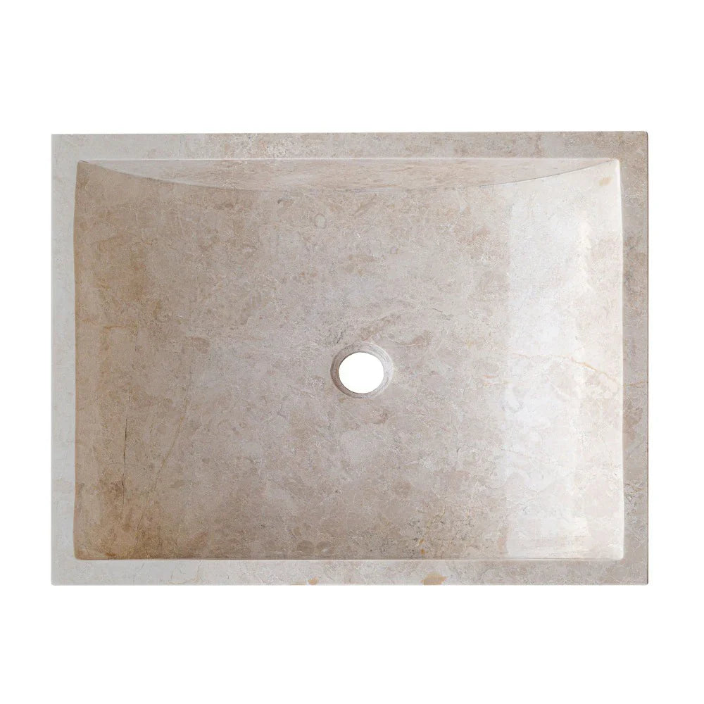 Lavabo rectangular para baño de mármol beige capuchino (ancho) 18" (largo) 21,5" (alto) 5"