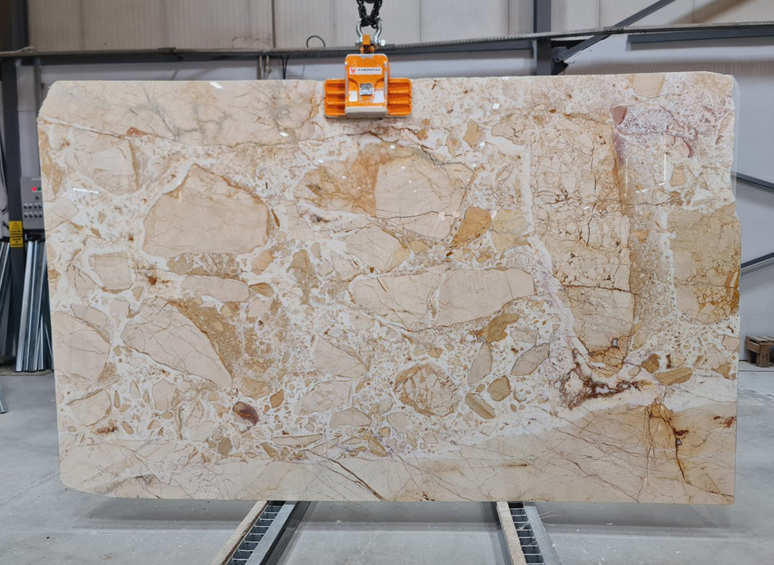 Caramel White Beige Bookmatching Marble Slabs Polished - Full Truckload