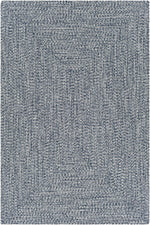 Alfombra trenzada de yute sintético de color azul
