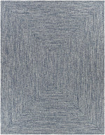 Alfombra trenzada de yute sintético de color azul