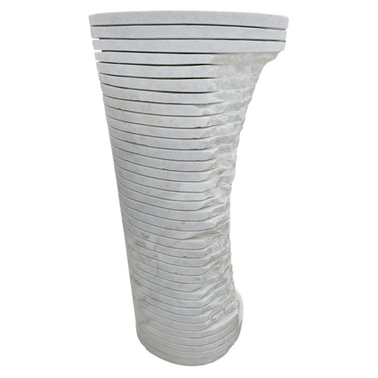 Lavabo independiente con pedestal de diseño de mármol blanco de Carrara (ancho) 16" (largo) 16" (alto) 36"