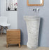 Lavabo independiente con pedestal de diseño de mármol blanco de Carrara (ancho) 16" (largo) 16" (alto) 36"