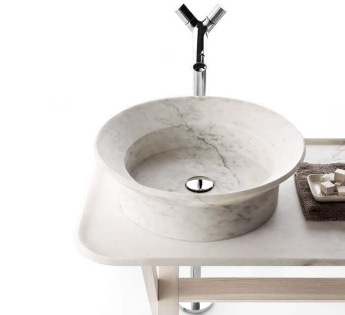 Lavabo de baño de mármol de diseño especial sobre tocador pulido (diámetro de 20