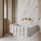 Carrara White Marble Wall-mount Bathroom Sink Fluted Front (W)16" (L)28" (H)10"