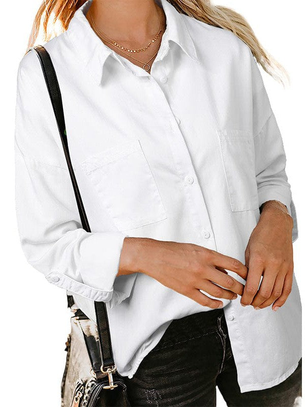 Casual Denim Jacket With Double Pockets And Frayed Edges