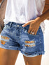 Trendy Ripped Denim Shorts with Unique Floral Design