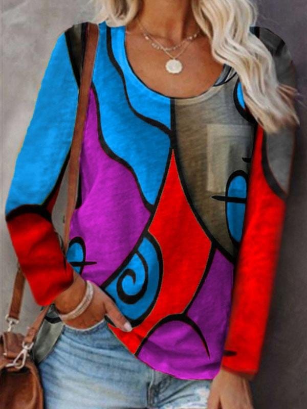 Summer Abstract Print Blouse