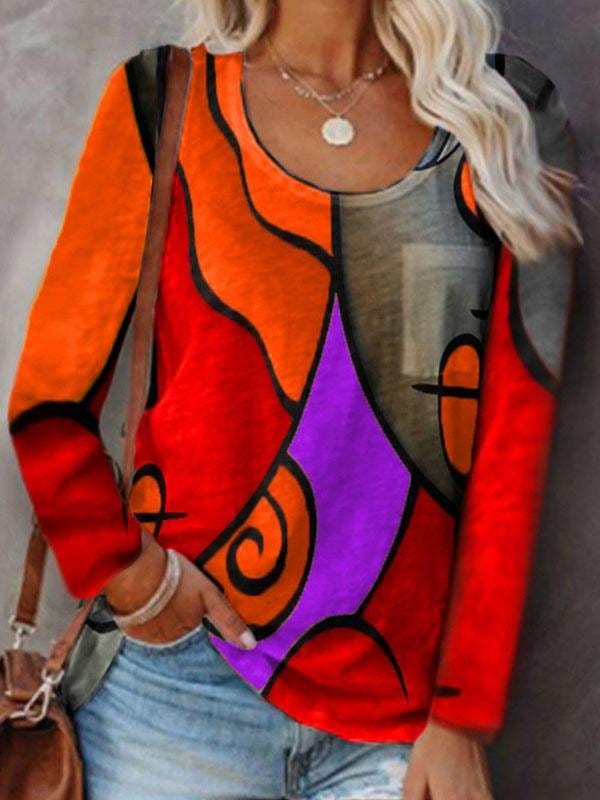 Summer Abstract Print Blouse